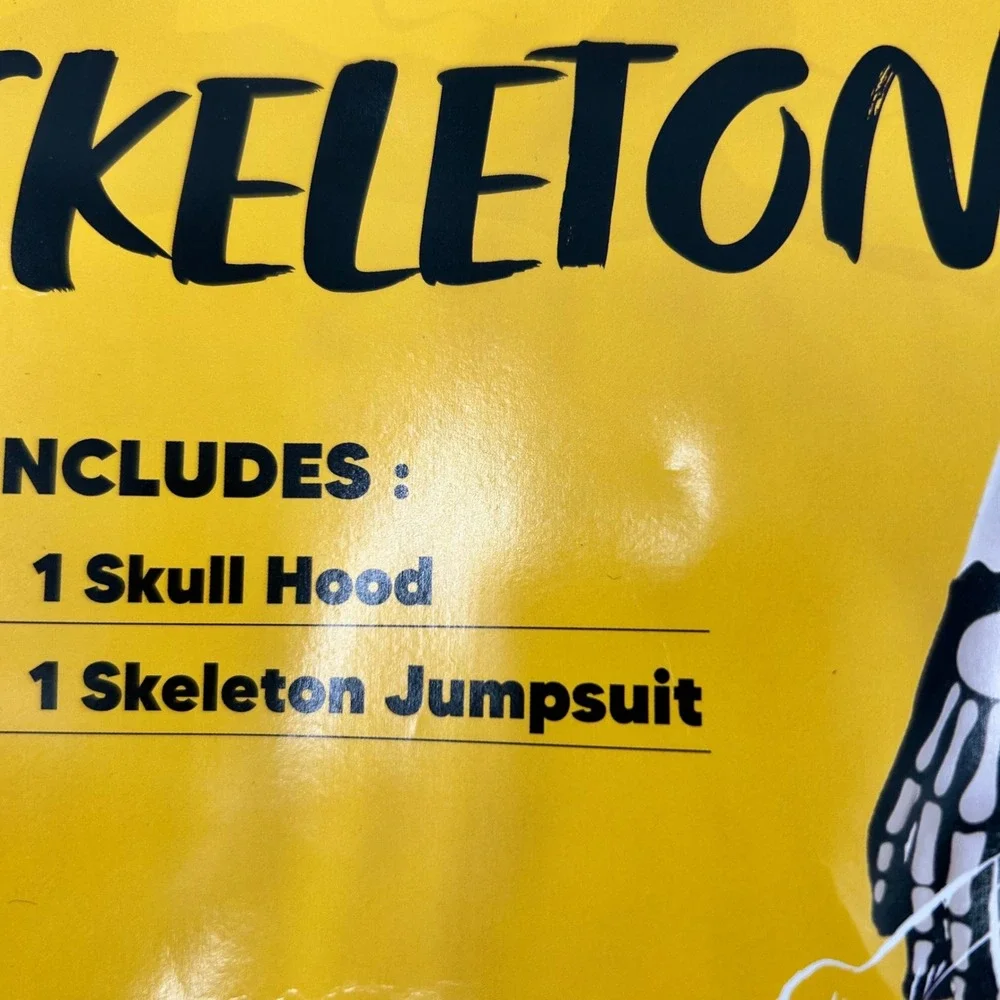Spooktacular Creations Skeleton Child Costume Jumpsuit Skull Hood Small 5-7